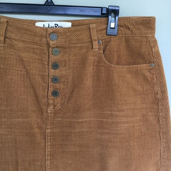 Indigo Rein Corduroy Skirt Women 13 30 Brown Mini Button Fly Y2K Academia Core - Picture 6 of 10